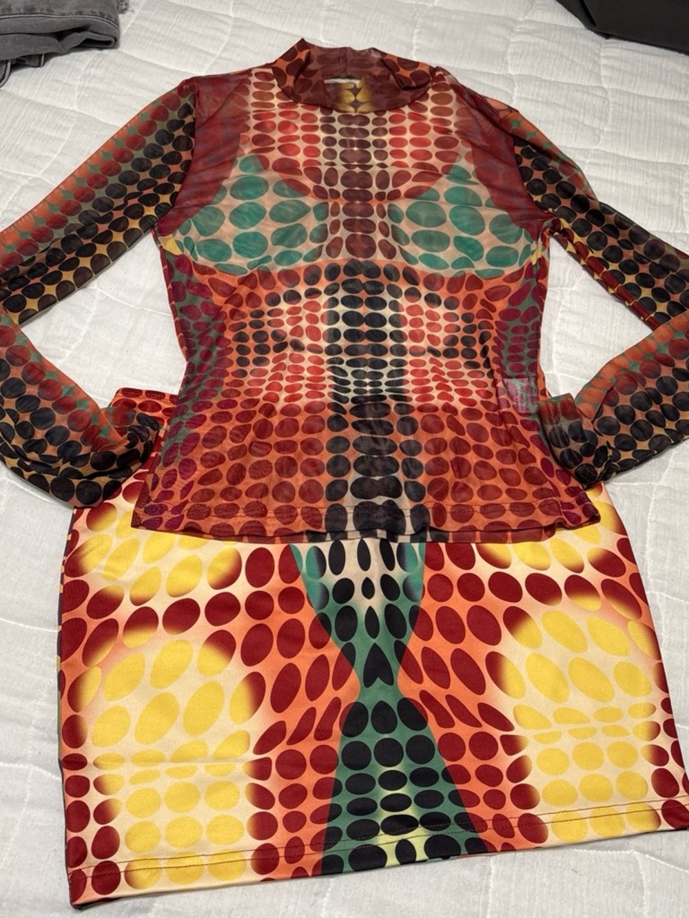 Multicolor Geometric Dot Bodycon Dress